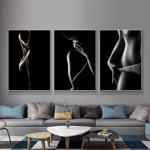 Sexy Nude Women Canvas Paintings Wall Art Poster Print Black and White Wall Picture Home Decoration For Living Room Cuadros
