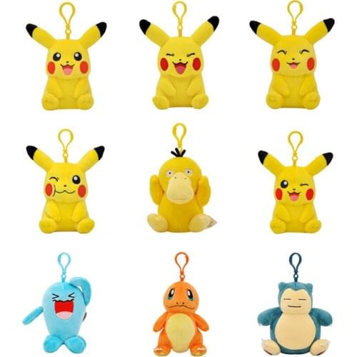 Kawaii Pikachu Pendant Plush Doll Keychain Bulbasaur Charmander Squirtle Stuffed Toy Snorlax Pokemoned Small Toy Gifts