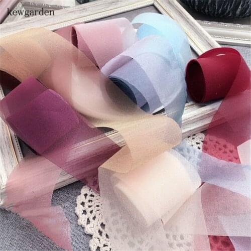Kewgarden DIY Corsage Hair Bow Accessories Handmade Tape Voile Ribbons 2" 50mm Packing Riband 10 Meters