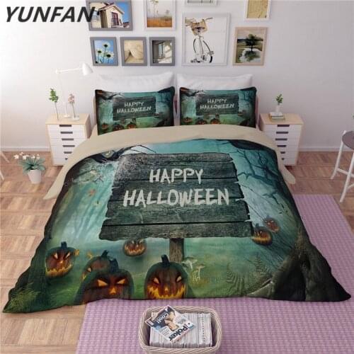 Forest trees Pumpkin lantern bedding Sets Sense of design twin full queen king bedclothes duvet cover quilt cover pillow cases