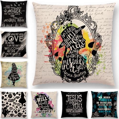 Colorful Thoughts Beautiful Language Gorgeous Words Decorative Letters Story Cushion Cover Sofa Throw Pillow Case Reading Books