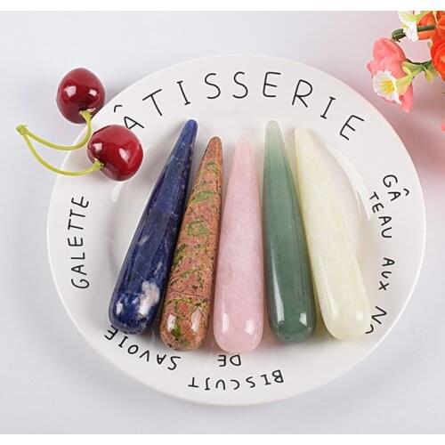 Wholesale Massage Wand Natural Stone Gua sha Tool Acupoint Pen dialing Meridian Health Care Body Massager Face Body self Healing