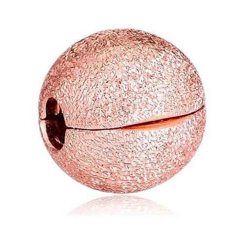 Matte Brilliance Round Clip Beads for Jewelry Making Rose Golden Beads for Charms Bracelets Women DIY Fine Rose Golden Jewelry