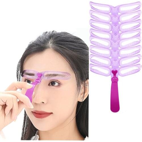 Reusable 8 in1 Eyebrow Shaping Template Helper Eyebrow Stencils Kit Grooming Card Eyebrow Defining Makeup Tools