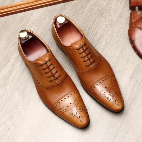 Oxfords man, lace-up, pointed, made of cowhide, wear to work, English style. Breathable, size 46, wedding shoes