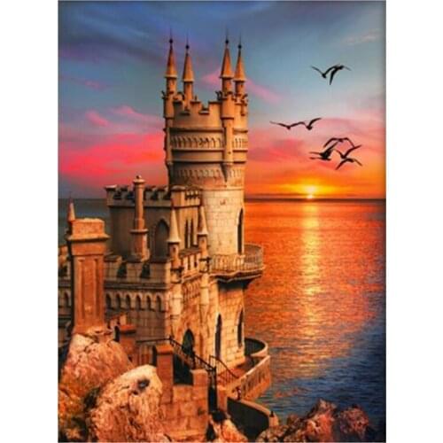5D DIY Sunset Diamond Painting Kit Embroidery Mosaic Landscape Cross Stitch Wall Art WG2223