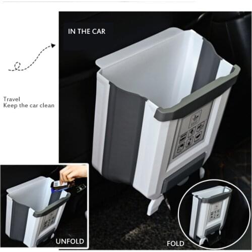 Wall Mounted Folding Waste Bin Kitchen Cabinet Door Hanging Trash Bin Car Garbage Trash Can Bathroom Toilet Waste Storage