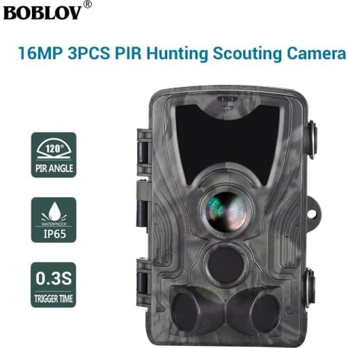 BOBLOV Trail Hunting Camera HC801A 16MP 1080P IP65 Waterproof Cameras Night Version Photo Trap 0.3s Trigger Wildlife Cam
