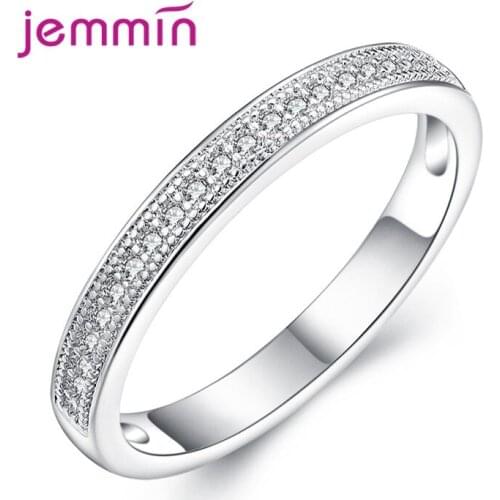 Original Simple Rings 100% 925 Sterling Silver Shinning CZ Rings for Women Bride Wedding Band Fine Jewelry Gift