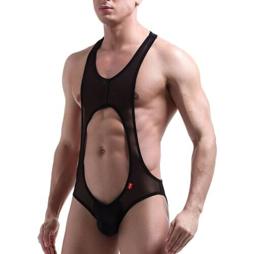 Sexy Sexy Mens Thongs Lingerie Male Mesh Bodysuit Suspender Jockstrap Wrestling Singlet Bodysuits Underwear Sleepwear Tank Tops