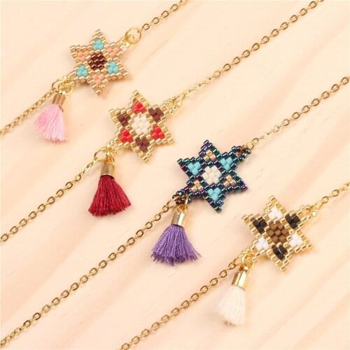 Hand-woven Hexagonal Star Fashion Bohemian Saussurea Bracelet