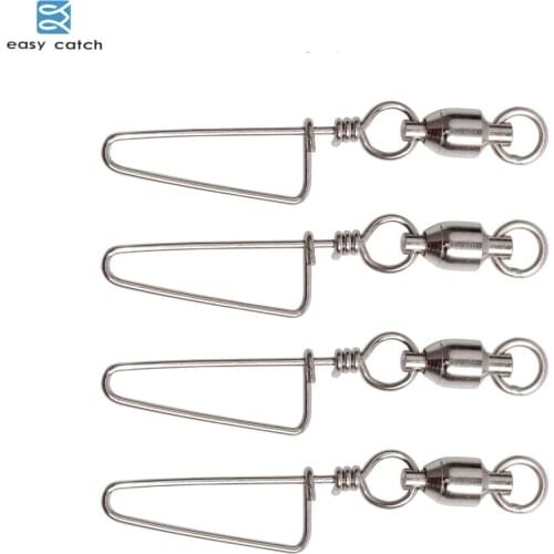 Easy Catch 50pcs stainless steel Ball Bearing Fishing Swivel with Coastlock Snap for Fishing Connector equipment