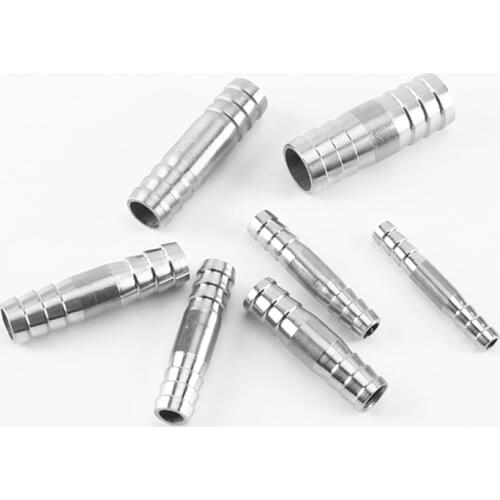 Hose Barb Tail 6/8/10/12/13/14/15/16/17/18/19/20mm 304 Stainless Steel Straight 2 Way Barbed Pipe Fitting Connector Adapter
