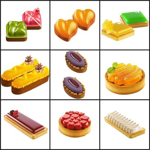 Meibum Silicone Pastry Tools Cake Molds Suit Egg Tart Ring Chocolate Mousse Dessert Moulds Decorating Tray Bakeware Baking