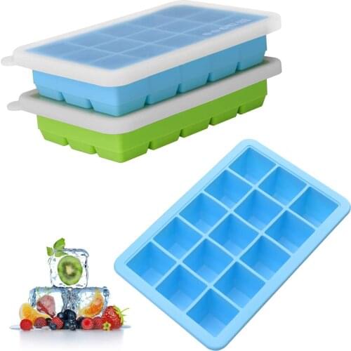 Silicone Ice Cube Trays with Lids for Freezer Icecream Cold Drinks Whiskey Cocktails Kitchen Tools Accessories Ice Cream Mold
