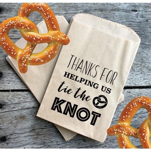 Tie The Knot Wedding Cookie Bridal baby Shower Kraft Paper Bakery Cookie desserts gifts Favors Bags holder pouches Custom Names