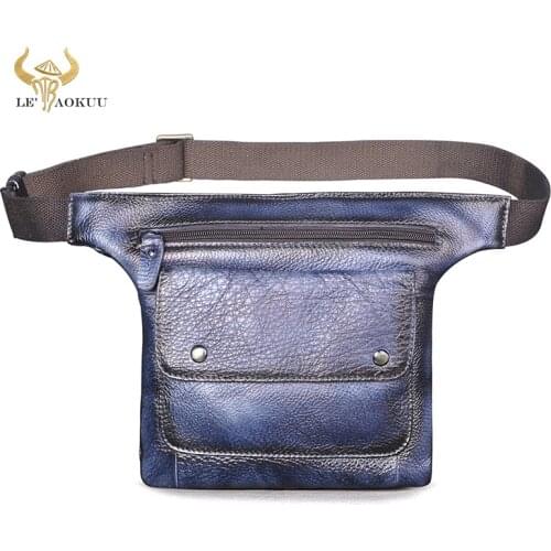 Unique Soft Real Leather Men Crossbody Sling Satchel Bag Design Travel Cigarette Case Pouch Fanny Waist Belt Bag Pack 3117
