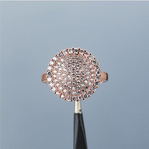 Vintage Female White Crystal Stone Ring Cute Rose Gold Color Wedding Ring Simple Round Adjustable Engagement Rings For Women