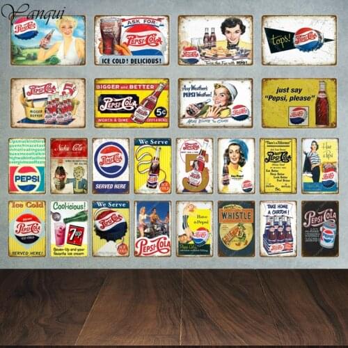 Ice Cold Cola Vintage Metal Signs Tin Plaque Vintage Retro Decor For Bar Pub Club Wall Sticker Man Cave Metal Poster YA006