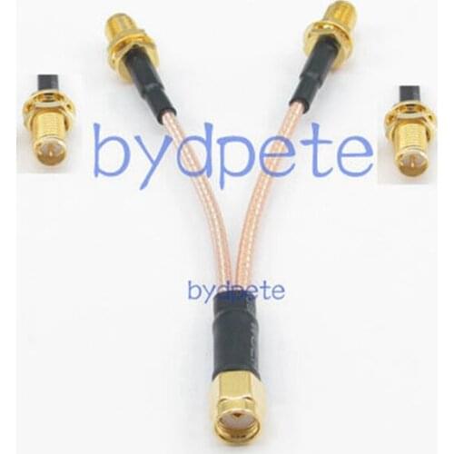 Y type 2 two RP SMA female to 1 one RP SMA male plug branch T RF Pigtail extension cord RG316 20cm Cable 8in 8
