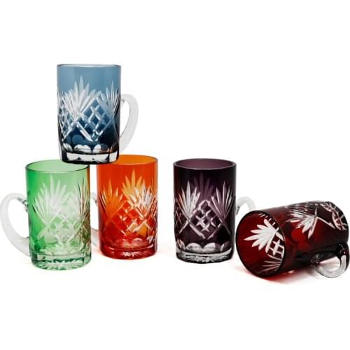 Japanese Kiriko Wine Glass Cup Engraving High Quality Hand Cut Colorful Crystal Drinkware Wine Glass Mug