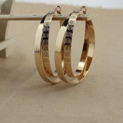 Gold color punk hyperbole 6cm layered big hoop earrings for women jewelry accessories good quality 35g fj612