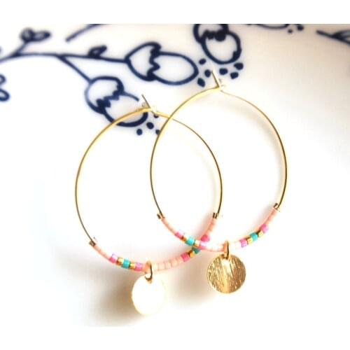 Gold fashion jewelry hoop earrings handmade Japan MIYUKI Delica Beads for women gift boho style