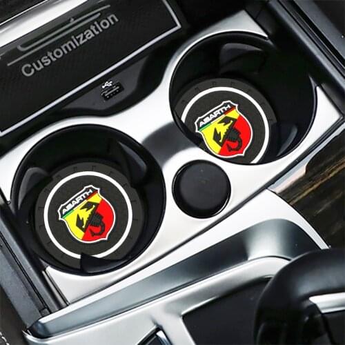 1/2PC Car Scorpion Emblem Anti-slip Pad Cup Holder Bottle Mat Auto Accessories For Fiat 500 595 Punto Bravo Stilo Panda Abarth