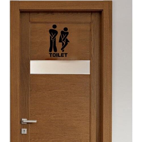 1pc Black Removable Bathroom Toilet Entrance Sign Wall Stickers Public Lavatory Decals Art Stickers