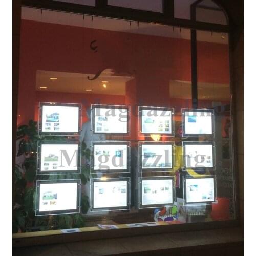 12Units A3 Landscape Acrylic Magnetic Face Panel Real Estate Agent Window Display LED Illuminated Signage One Sides Light boxes