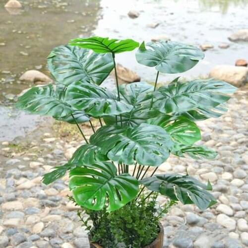 18 Heads Artificial Plants Tropical Green Turtle Leaves Leaf Bouquet Garden Home Autumn Decoration