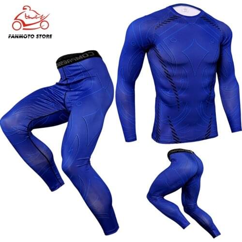 2020 motocycle Sportswear Rash Guard Sport Shirt Men Compression Pants Gym Running Shirt Men Fitness Leggings Clothes Tight Suit