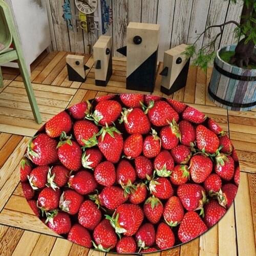 3D Fruit Strawberry Apple Round Rug Living Room Bedroom Living Room Chair Rug Bathroom Decorations Toilet Mat Carpet