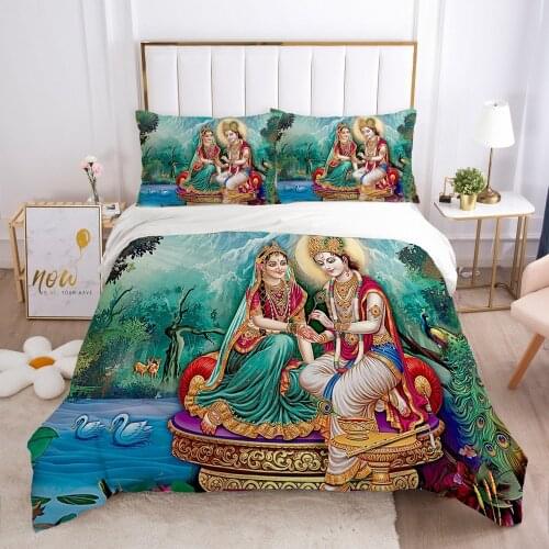 3D Bedding set White Duvet cover set Quilt covers Comforter case Pillowcase King Queen Single Full Size Indian Lord Bed Linens
