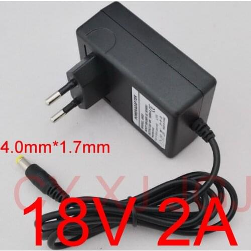 1PCS 18V 2A AC 100V-240V Converter Adapter DC 18V 2A 2000mA Power Supply EU Plug 4.0mm x 1.7mm