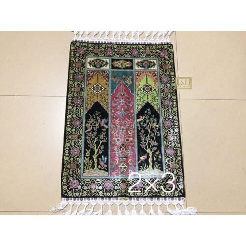 Free shipping 2'X3' 230 Line Handmade Silk Oriental Persian Rug hand Knotted silk carpet for home decoration