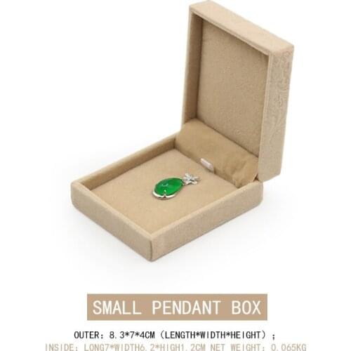 Beige Flannel Embossed Pendent Jewelry Display Box For Femal Wedding Ring Earring Bracelet Storage Case Jewellery For Lover Gift