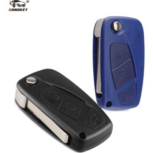 Dandkey For FIAT Iveco Punto Ducato Stilo Panda Idea Doblo Bravo 2/3 Buttons Flip Remote Car Key Case Shell Cover Black/Blue