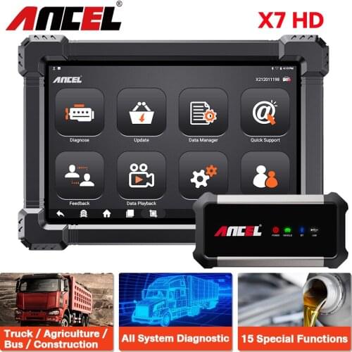 ANCEL X7 HD Heavy Duty Truck Diagnostic Tool All System Code Reader SAS DPF ABS Oil Reset EPB TPMS Diesel Car Automotive Scanner
