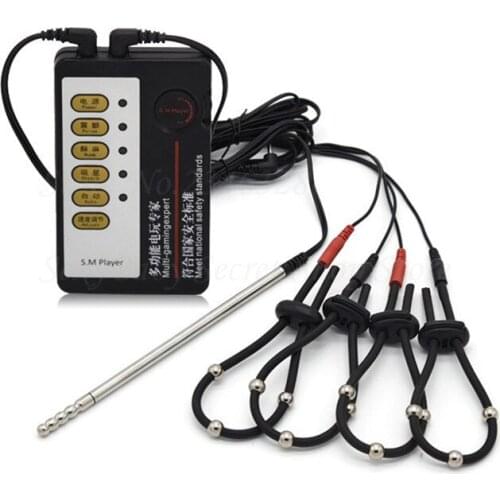 Electro Shock Stimulator Penis Ring Cockrings Electric Catheter Urethral Sound Plug Adult Games Sex Toys For Men