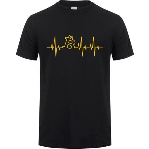 Heartbeat Of Bitcoin T Shirt Men Short Sleeve Cotton Cryptocurrency Tees Tops OZ-428