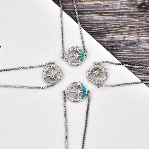 KAMAFset zircon round rudder Opal adjustable bracelet DIY fashion jewelry accessories and parts