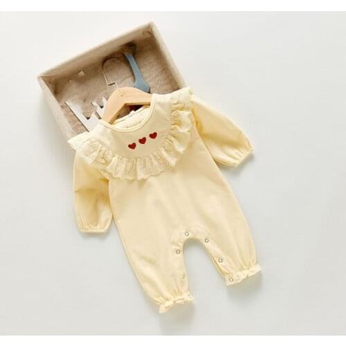 2021 Autumn New Baby Girl Heart Print Romper Cute Baby Long Sleeve Clothes Cotton Newborn Infant Jumpsuit 6M-3T