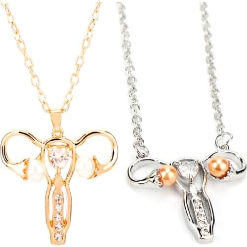 Creative Jewelry Ulterus Shaped Necklace Men Womens Choker Doctor Nurse Medical Trinket link Chain Charm Pendant Necklaces