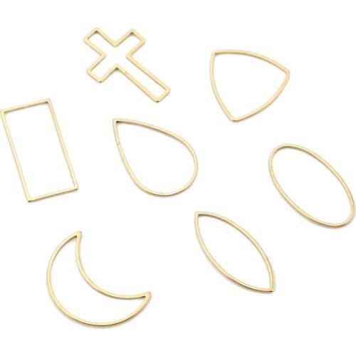 Gold Tone Wholesale 20pcs/lot 304 Stainless Steel Different Styles Cross Moon Square Connectors Jewelry Making Findings