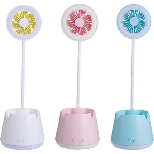Multifunctional Table Lamp Fan USB Rechargeable Reading LED Eye Protection Light A6HB