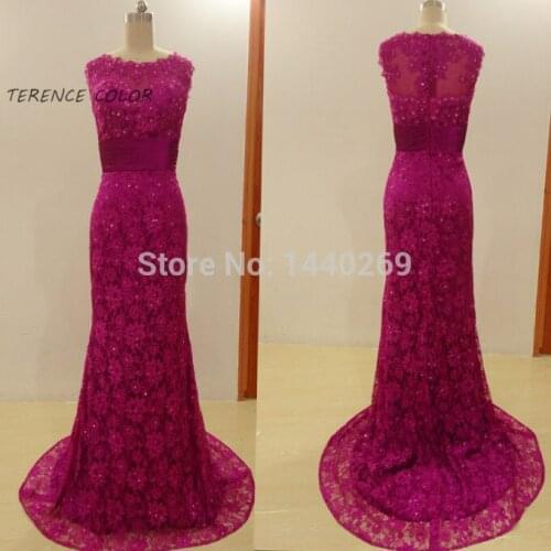 Fashion Evening Dresses Lace Appliques Beads Mermaid Floor Length Prom Gown