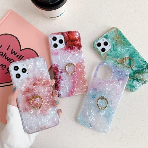 Luxury Dream Marble Texture Holder Phone Case For Iphone 12 Mini 11 Pro MAX X XR XS MAX SE 2020 6S 7 8 Plus Soft Cover With Ring