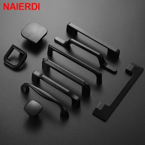NAIERDI 10PCS American Style SolidBlack Cabinet Handles Aluminum Alloy Kitchen Cupboard Pulls Drawer Knobs Furniture Handle
