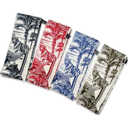 2021 New Summer Chinese Ink Painting Long Silk Scarf Female Stripe Wrist Tie Hair Ribbon Long Bag Belt Hair Belt For Women